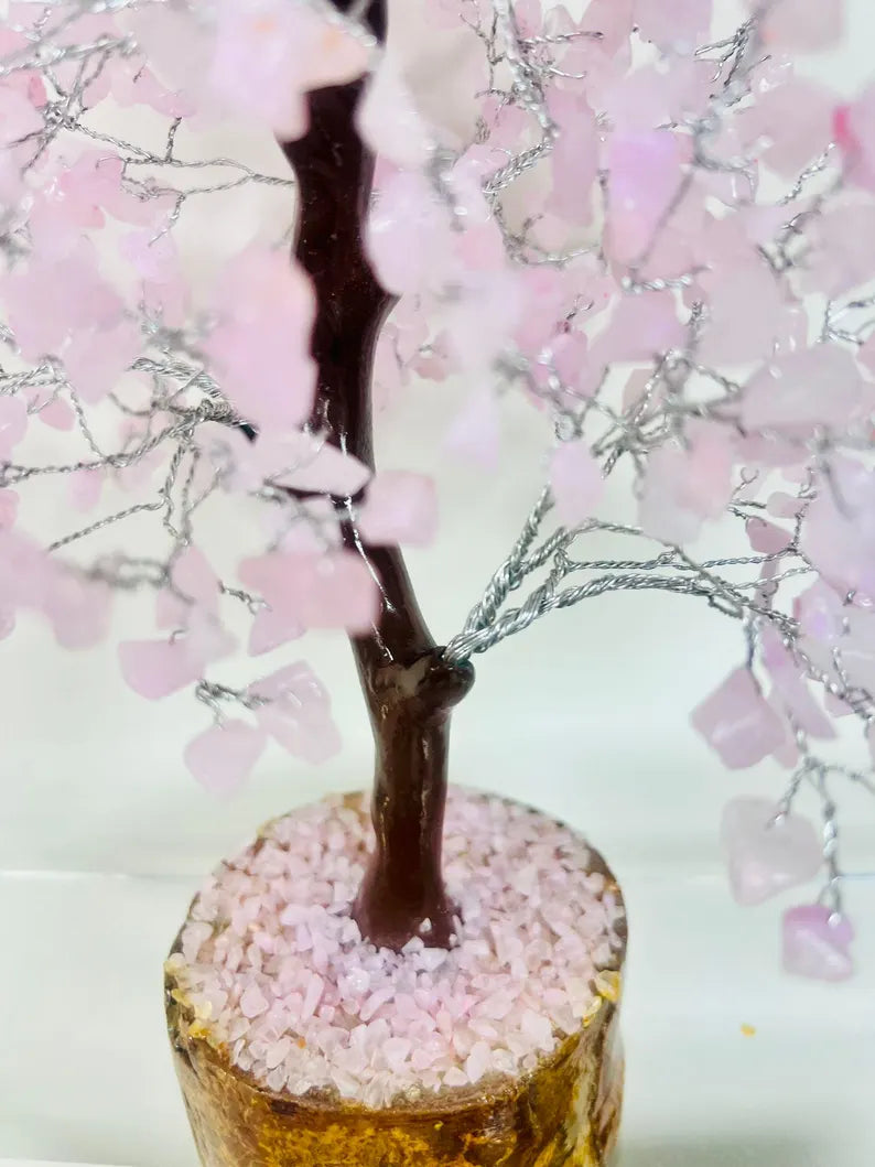 Rose Quartz Crystal Tree – 500 Beads Feng Shui Bonsai Tree