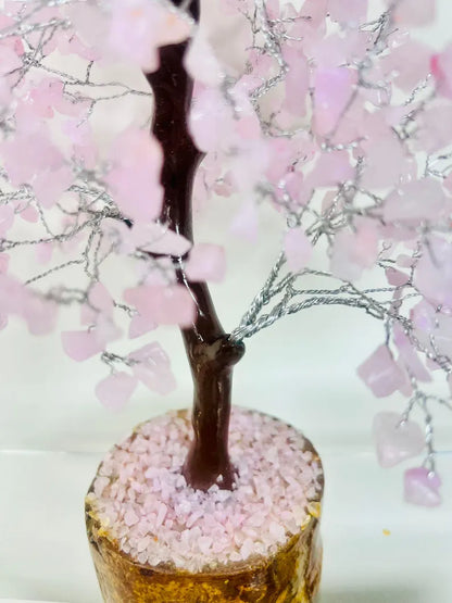 Rose Quartz Crystal Tree – 500 Beads Feng Shui Bonsai Tree