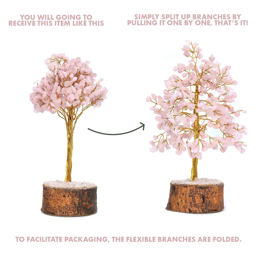 Rose Quartz Crystal Tree – 500 Beads Feng Shui Bonsai Tree